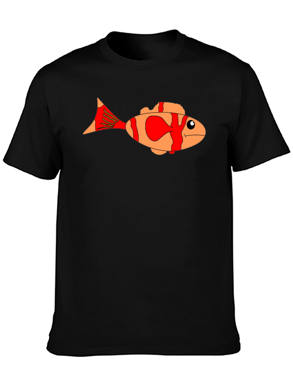 Cartoon Fish Graphic Tee - Black