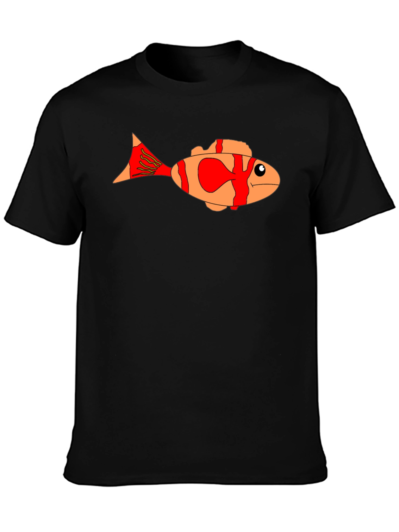 Cartoon Fish Graphic Tee - Black