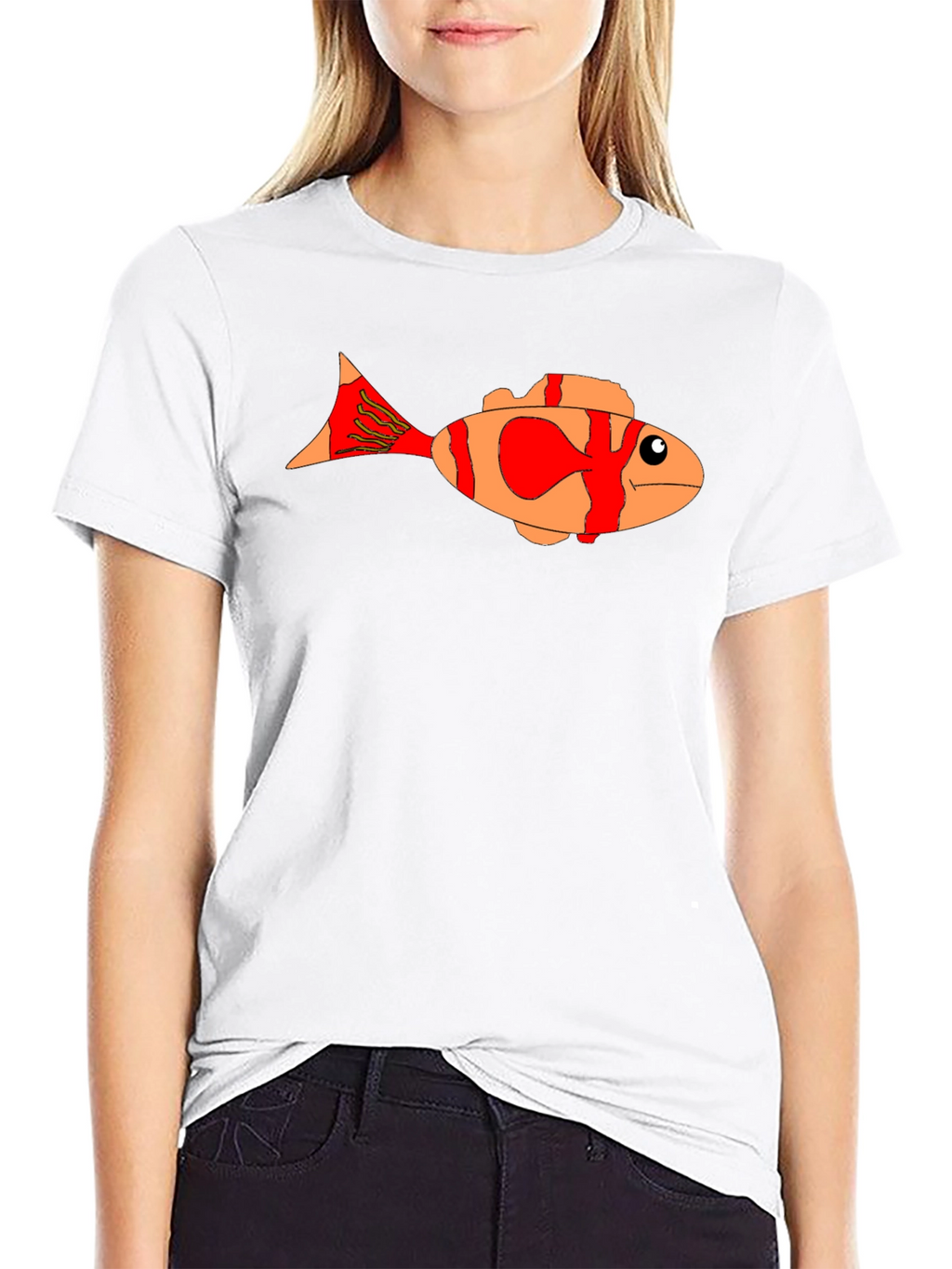 Cartoon Fish Graphic Tee - Black