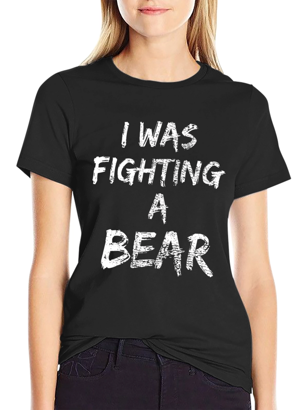 I Was Fighting A Bear Black Cotton Tee