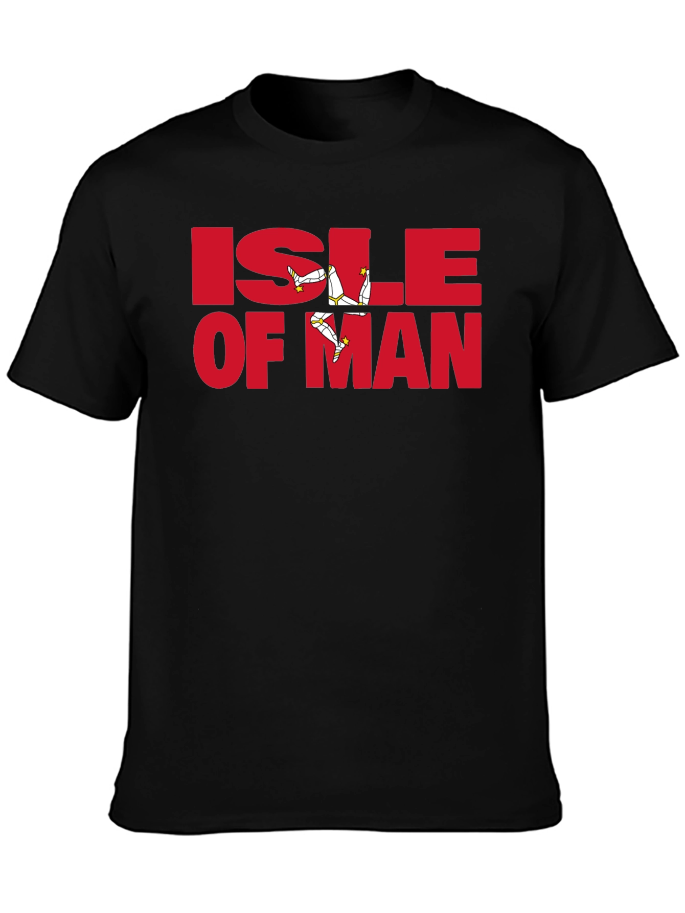 Isle of Man T-Shirt - Black Tee with Red Graphic Print