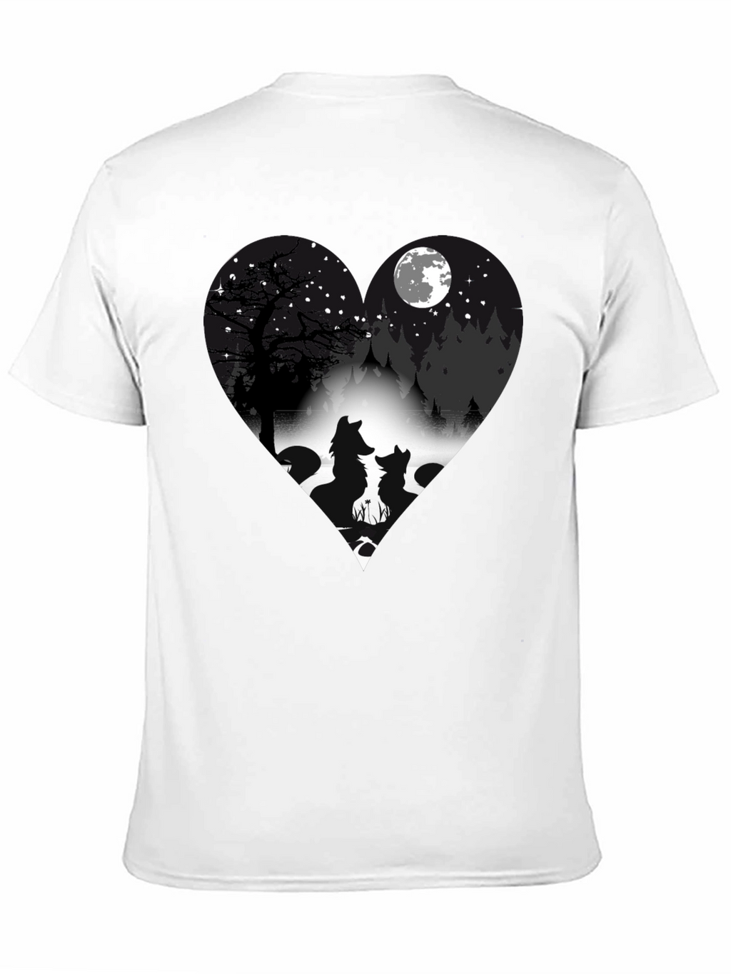Wolf Silhouette Heart Graphic T-Shirt