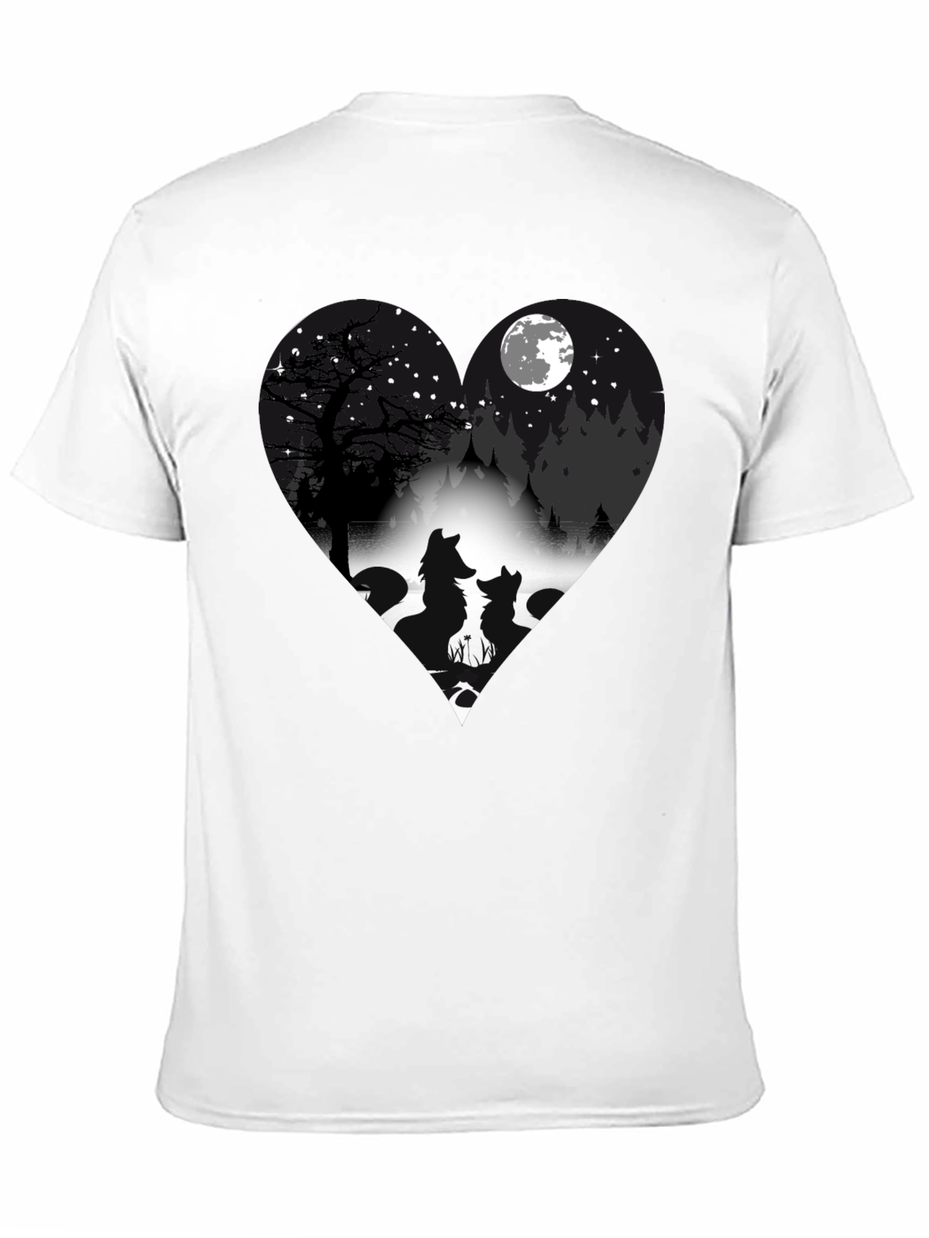 Wolf Silhouette Heart Graphic T-Shirt
