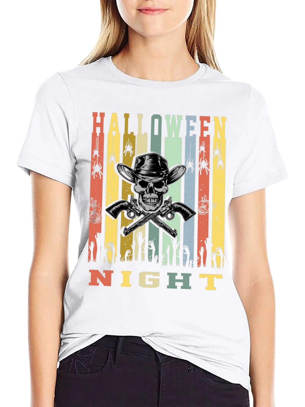 Halloween Night T-Shirt Skull Cowboy