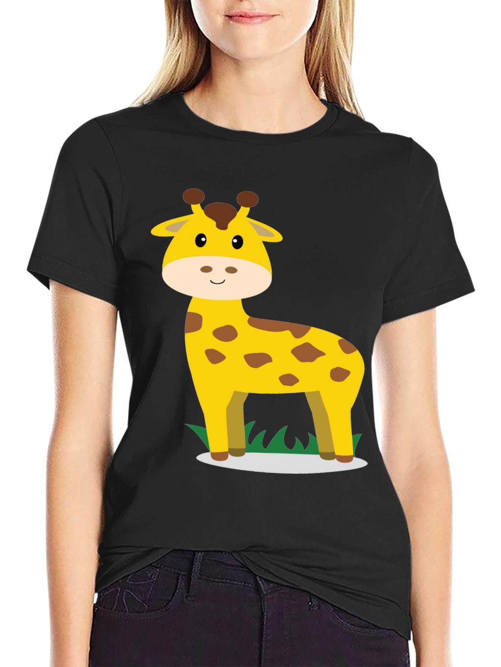 Giraffe Graphic Tee - Black Cotton Casual Shirt