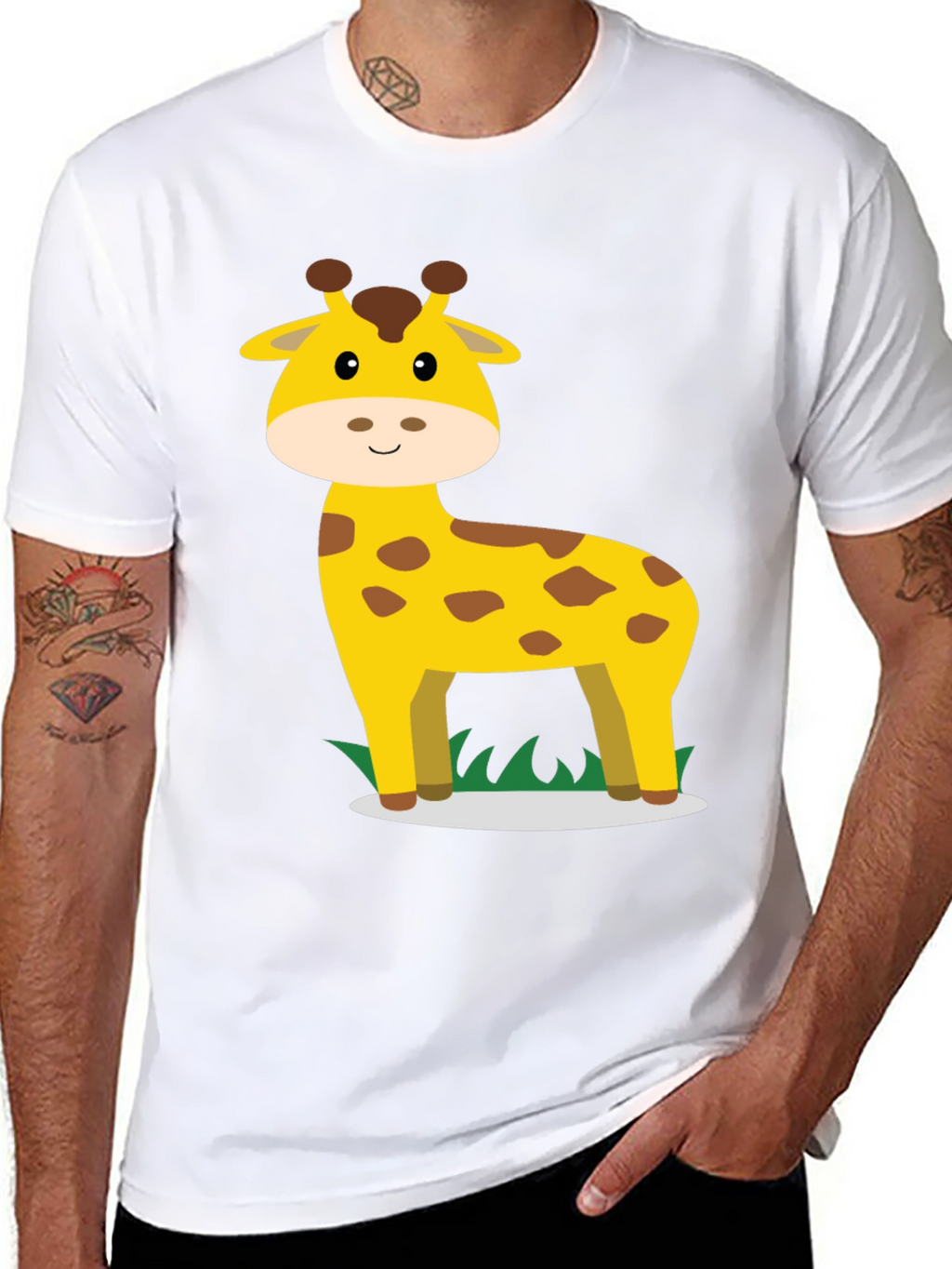 Giraffe Graphic Tee - Black Cotton Casual Shirt
