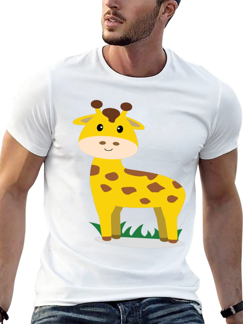 Giraffe Graphic Tee - Black Cotton Casual Shirt