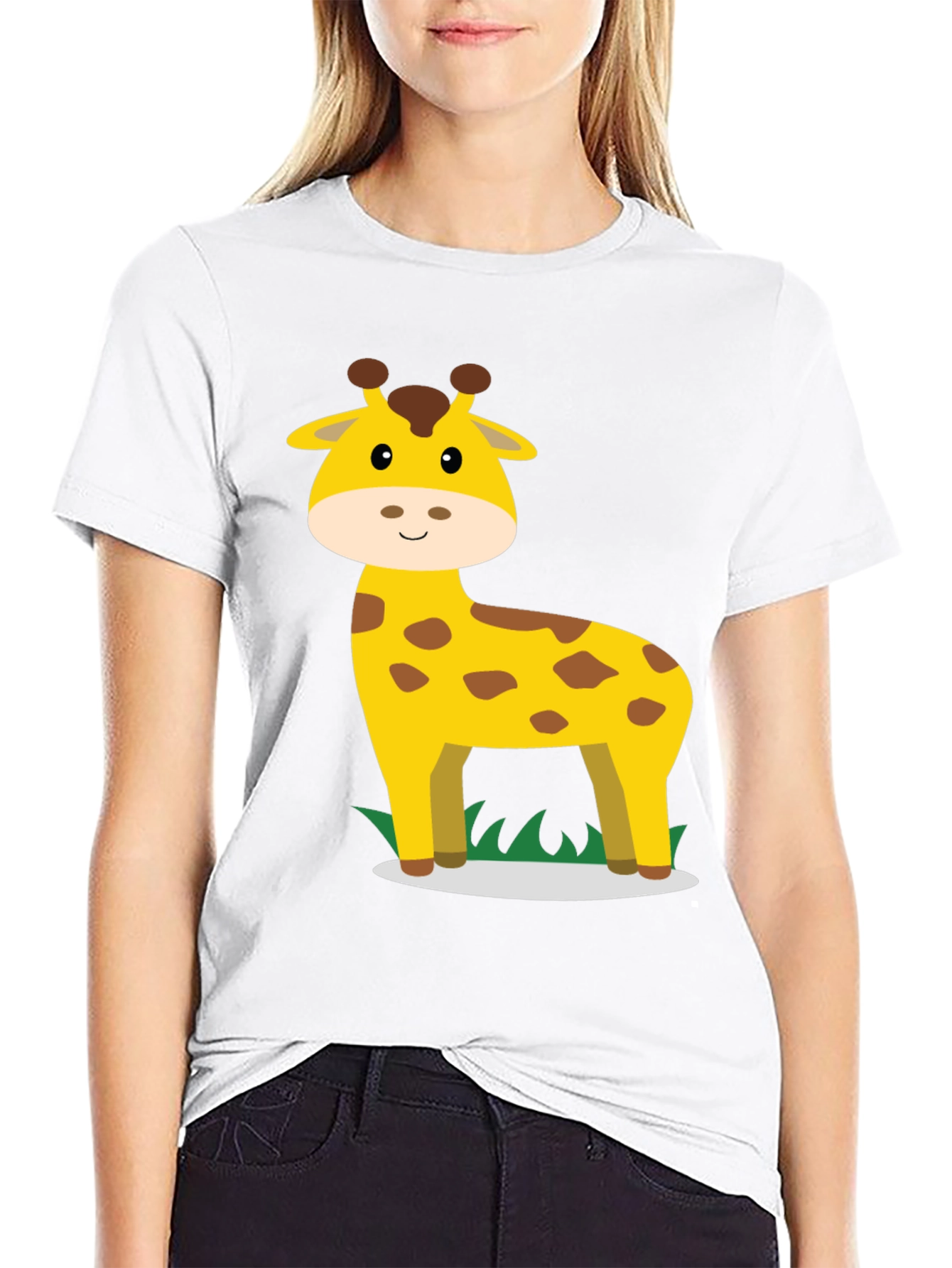 Giraffe Graphic Tee - Black Cotton Casual Shirt