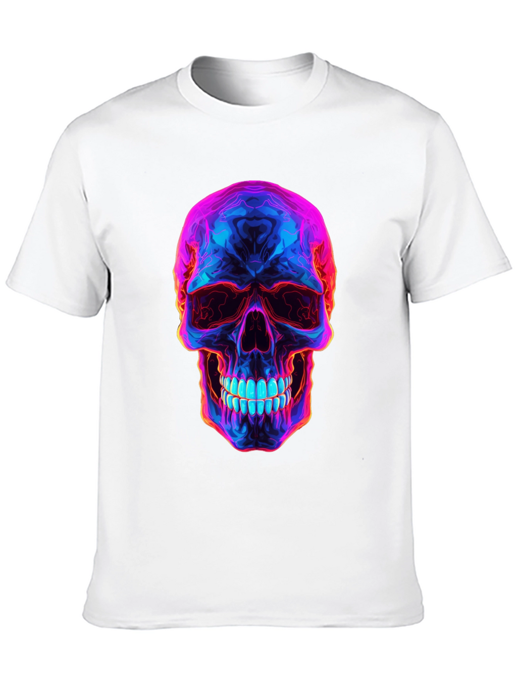 Neon Skull Graphic T-Shirt - Dark Style