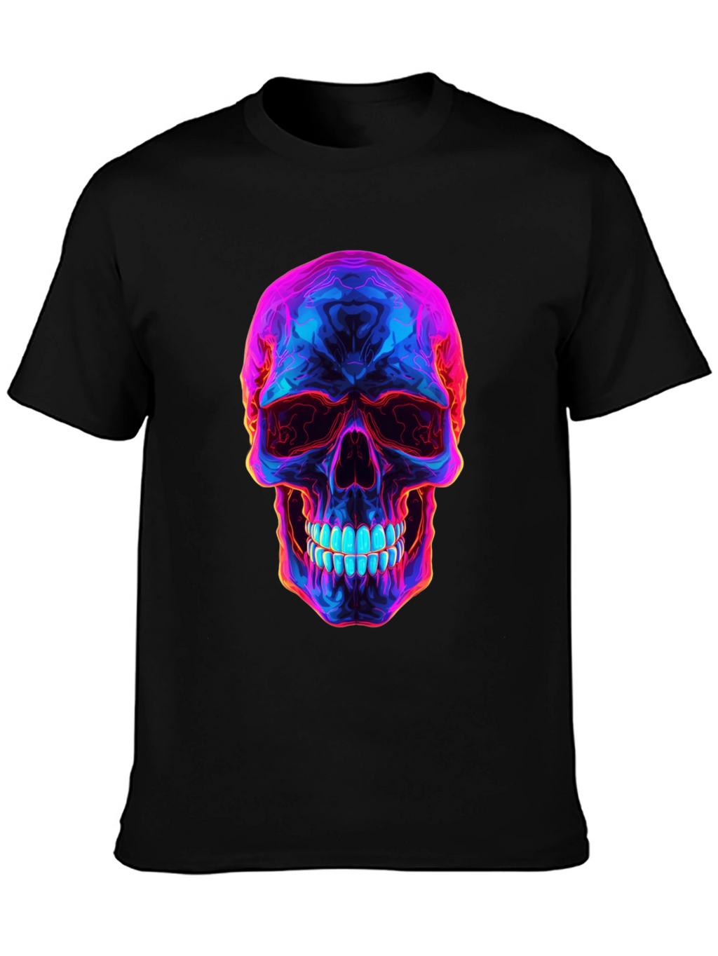 Neon Skull Graphic T-Shirt - Dark Style