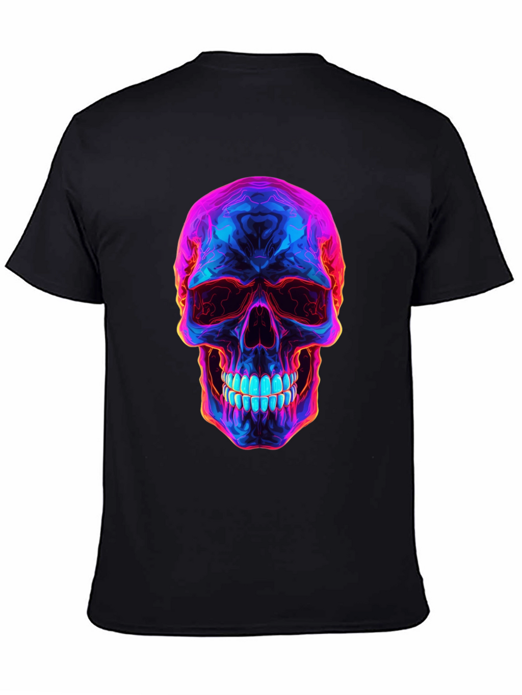 Neon Skull Graphic T-Shirt - Dark Style
