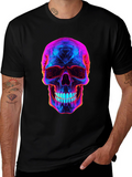 Neon Skull Graphic T-Shirt - Dark Style