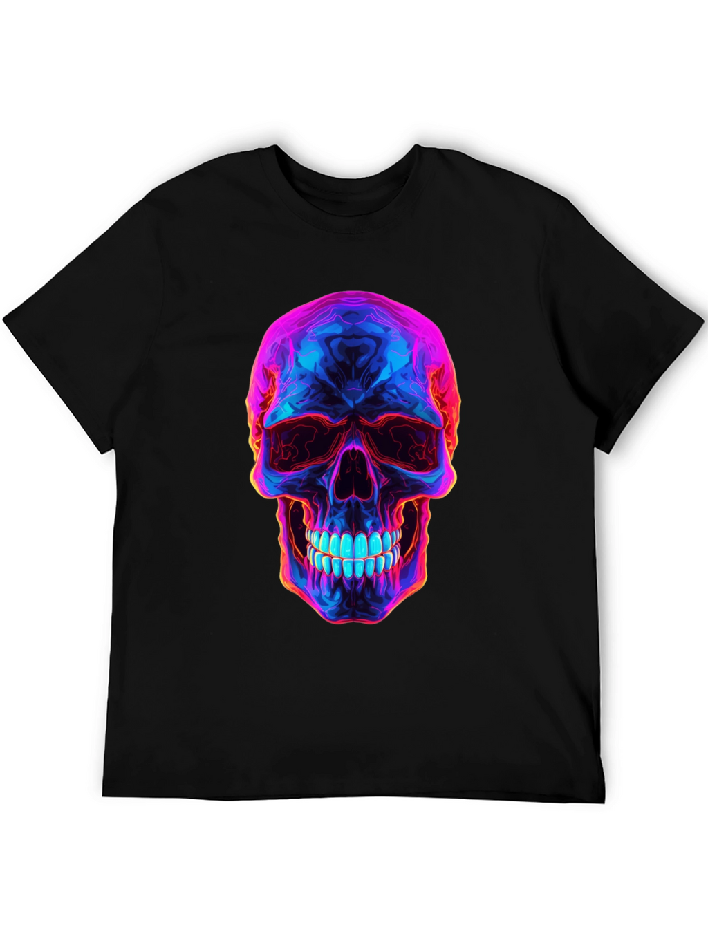 Neon Skull Graphic T-Shirt - Dark Style