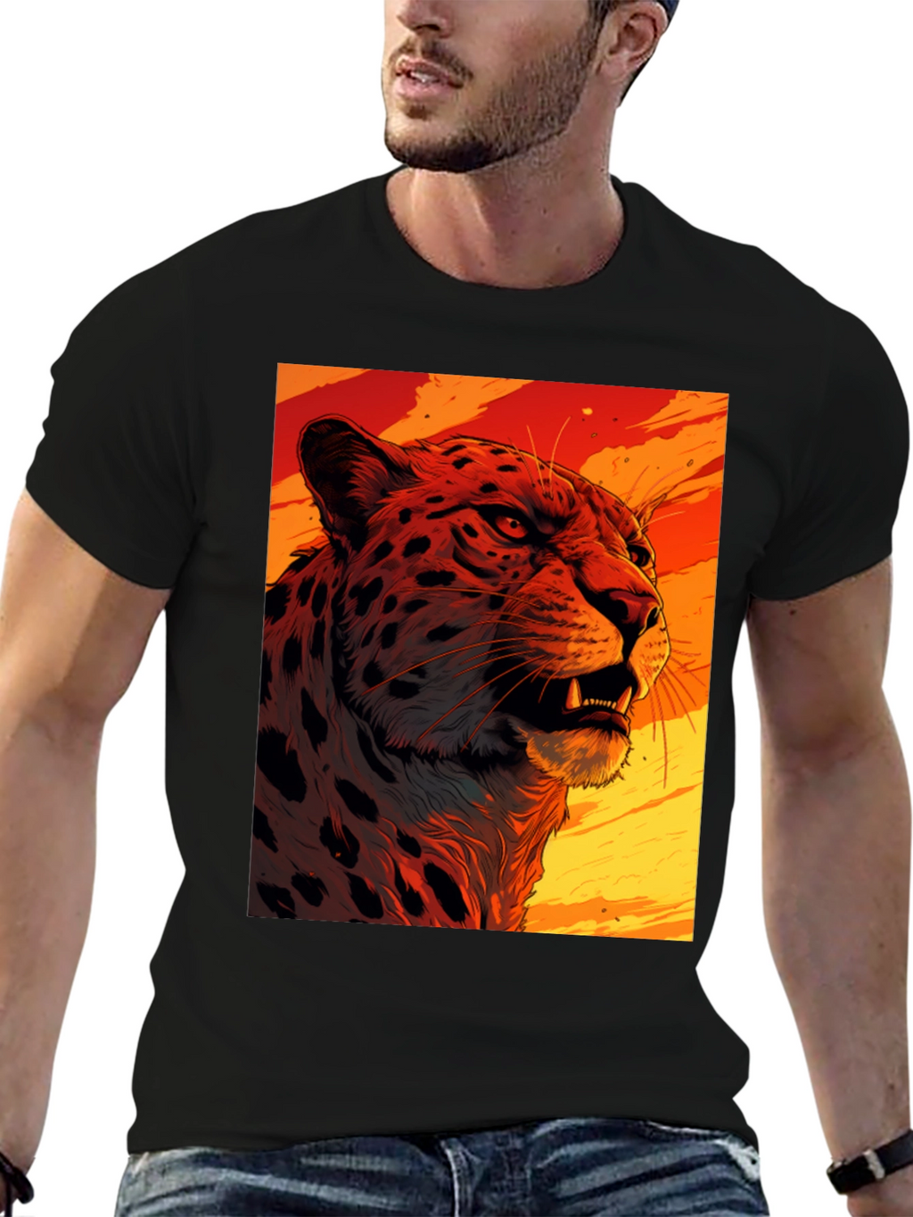Fierce Feline Graphic Tee - Bold Animal Print