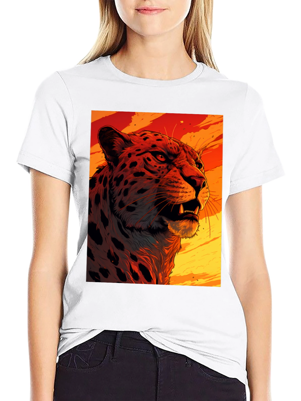 Fierce Feline Graphic Tee - Bold Animal Print