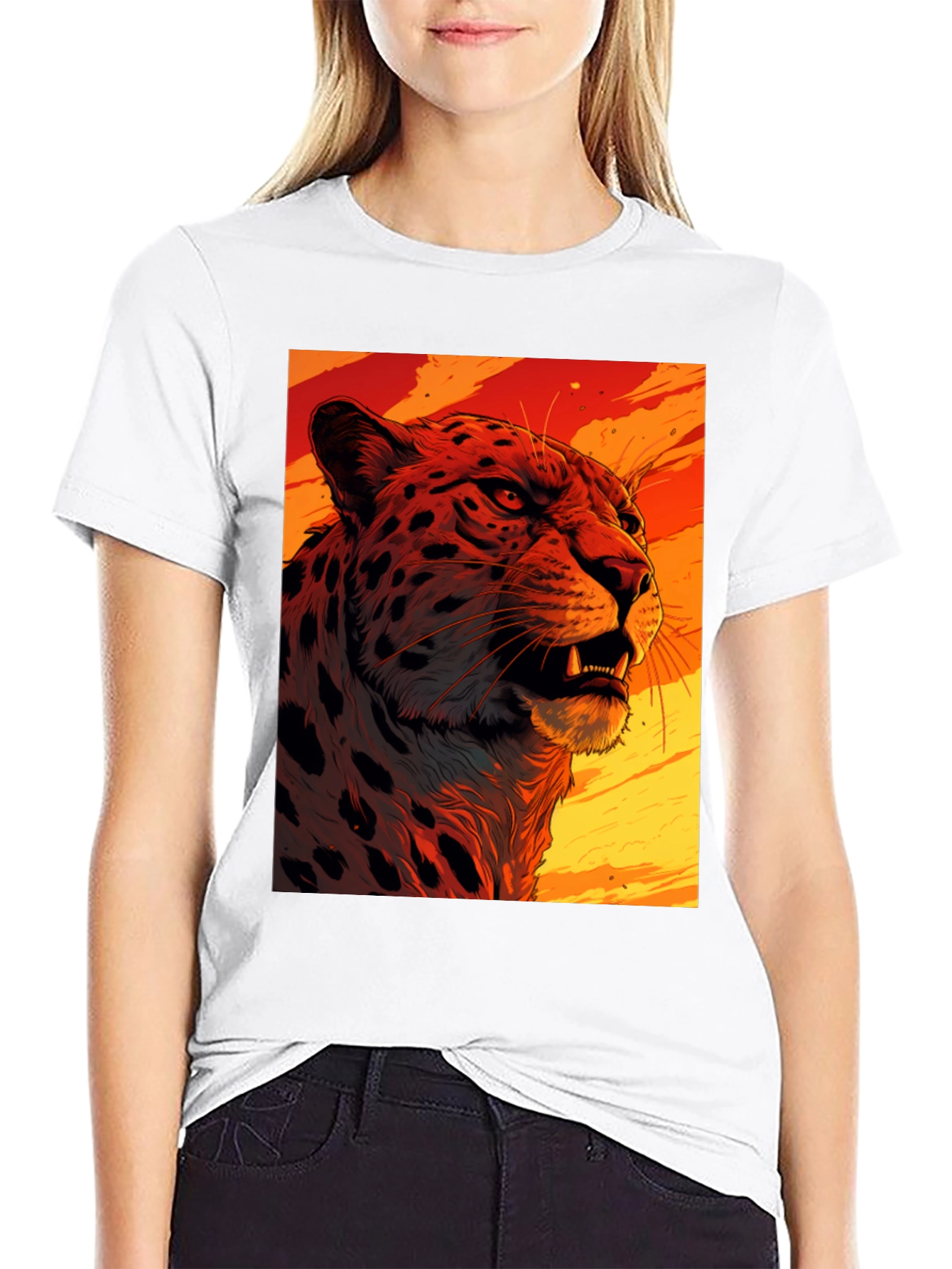 Fierce Feline Graphic Tee - Bold Animal Print