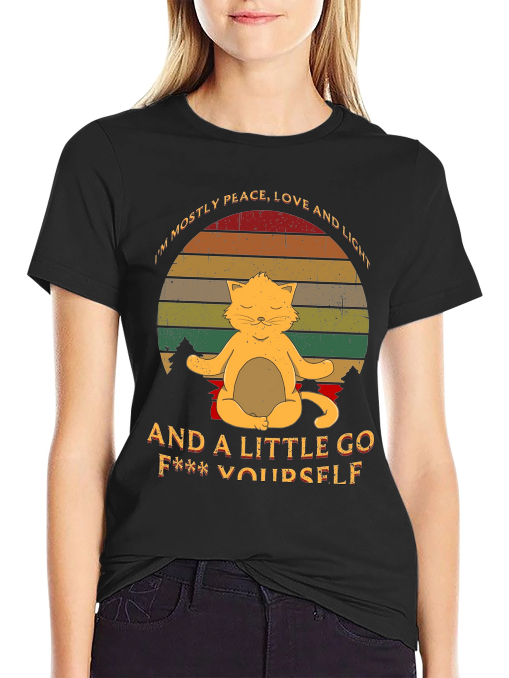 Peace Love & Light Cat Graphic Tee