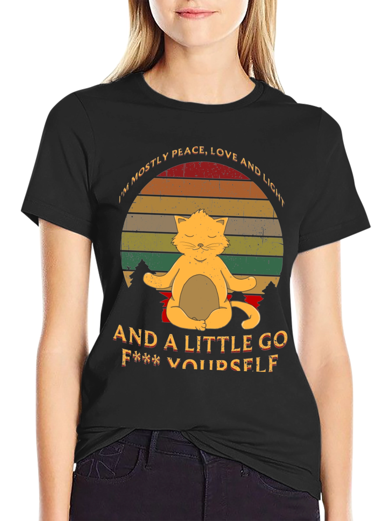 Peace Love & Light Cat Graphic Tee