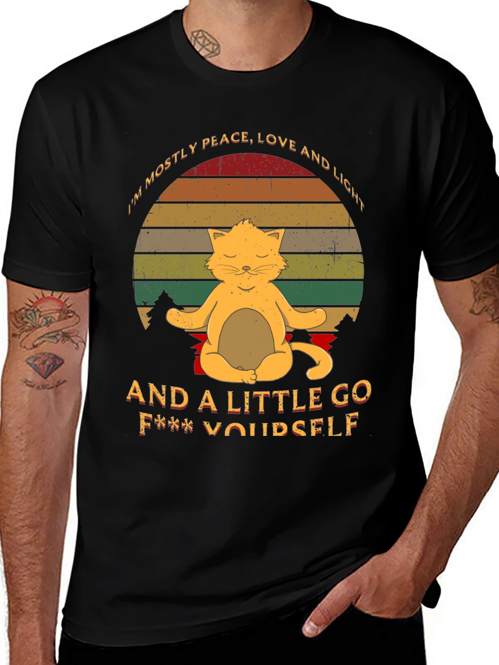 Peace Love & Light Cat Graphic Tee