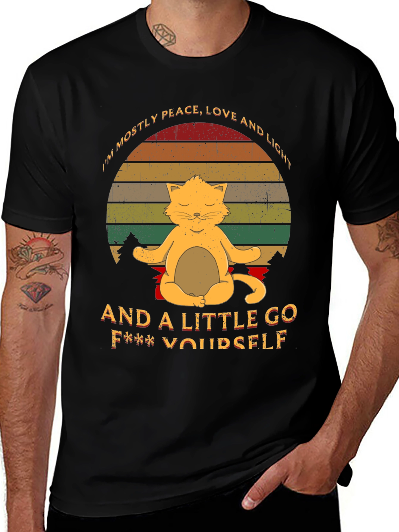 Peace Love & Light Cat Graphic Tee