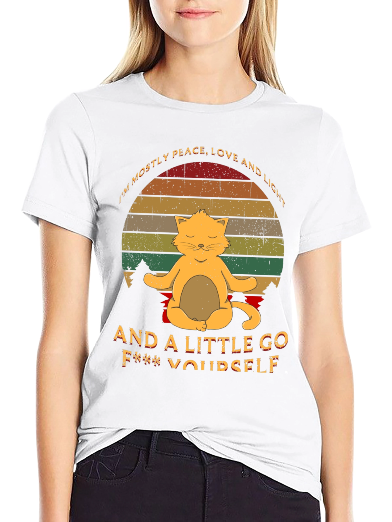 Peace Love & Light Cat Graphic Tee