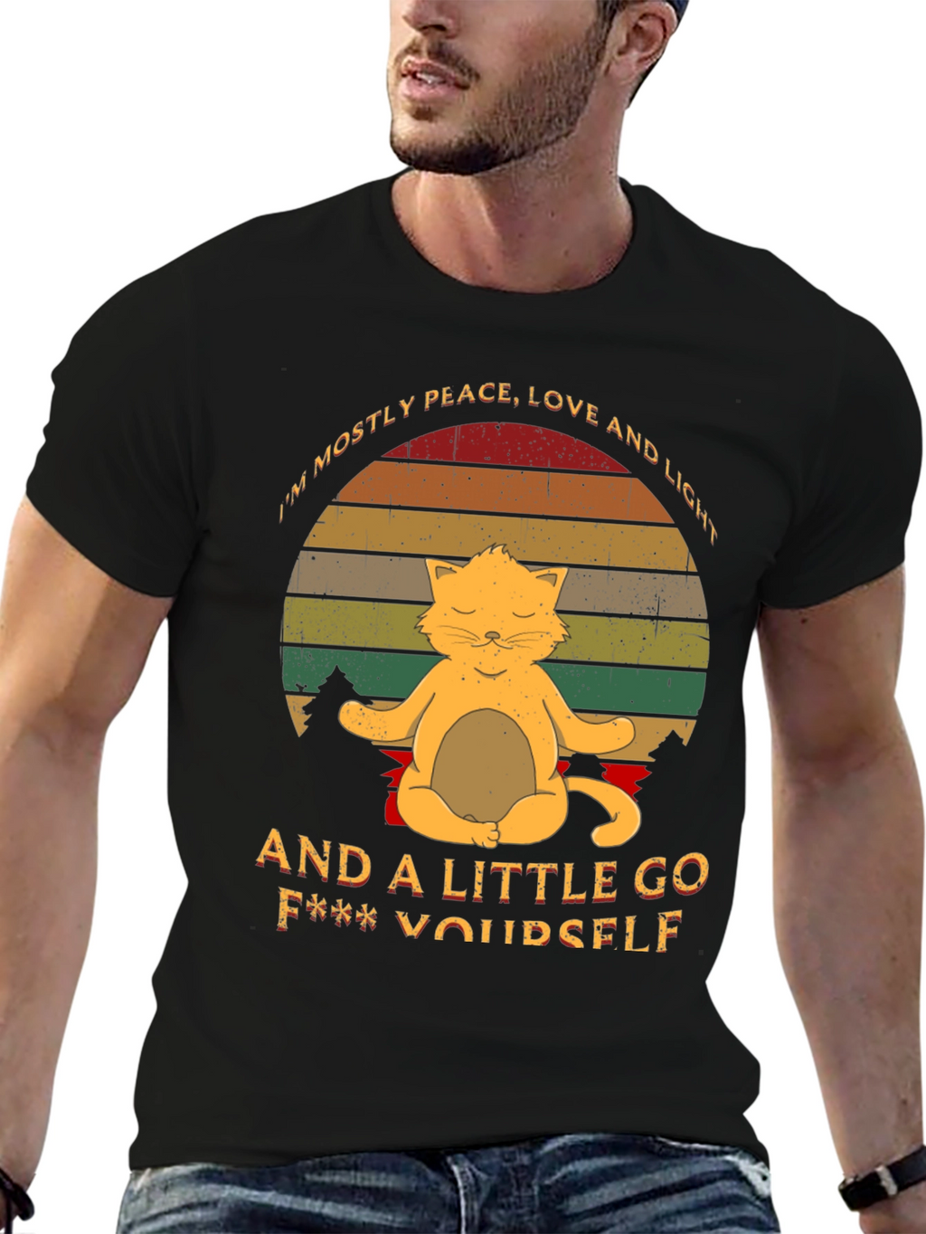 Peace Love & Light Cat Graphic Tee