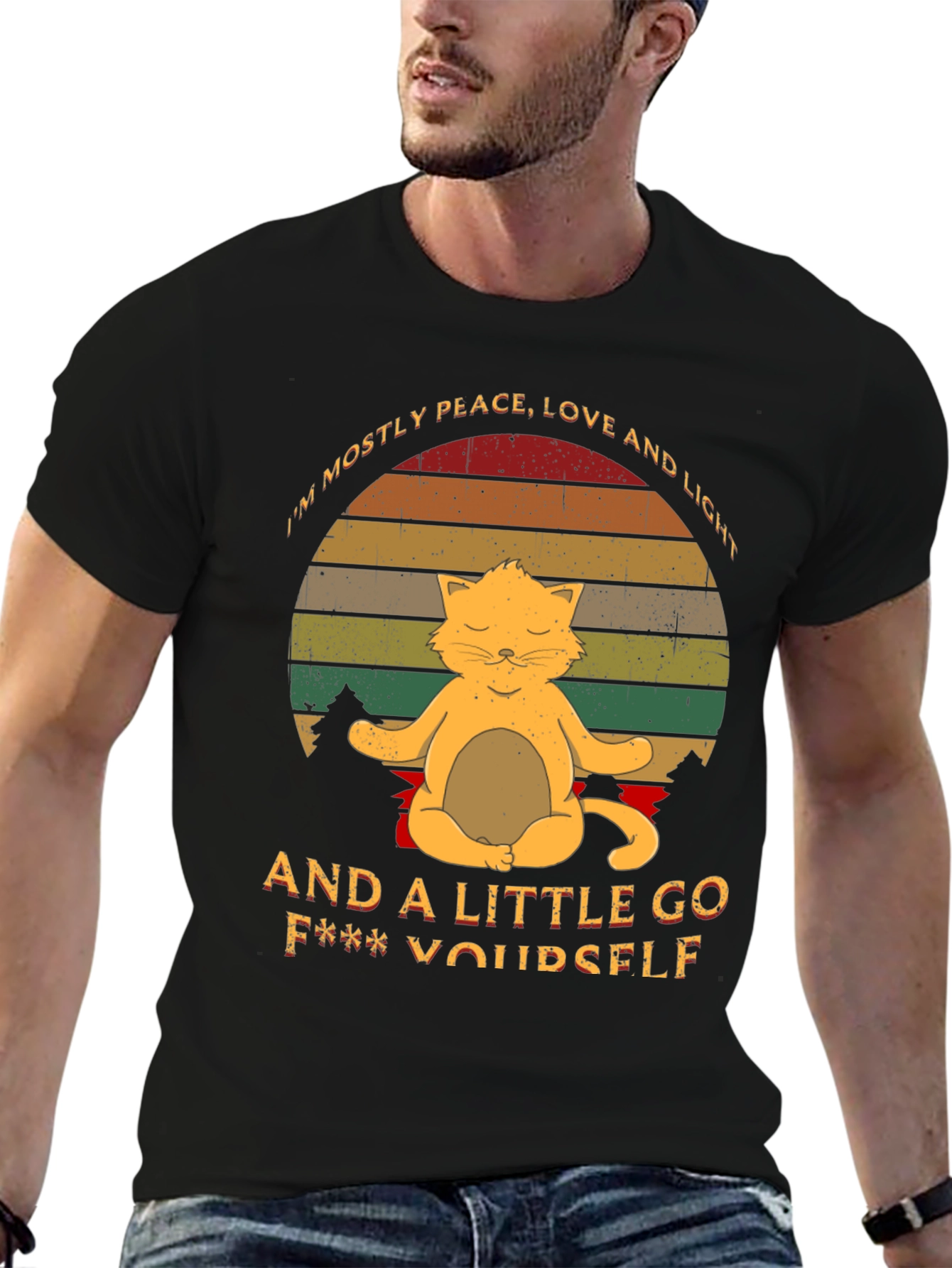 Peace Love & Light Cat Graphic Tee