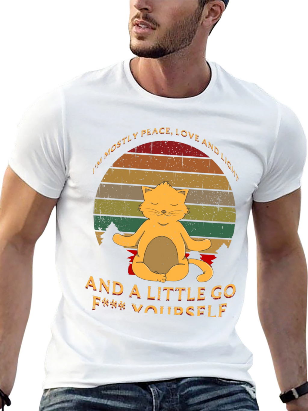 Peace Love & Light Cat Graphic Tee