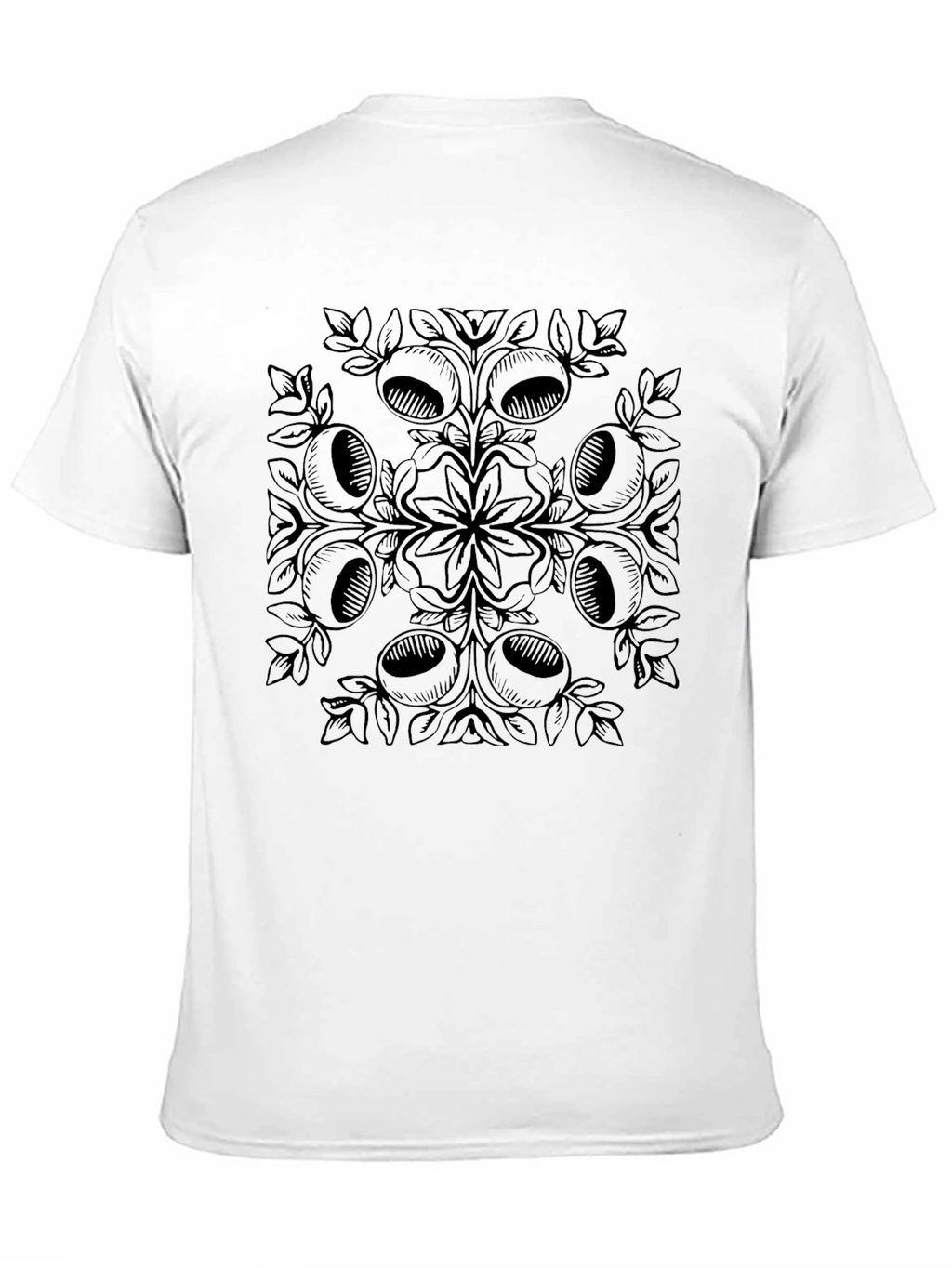 Black Graphic Tee with Acorn Mandala