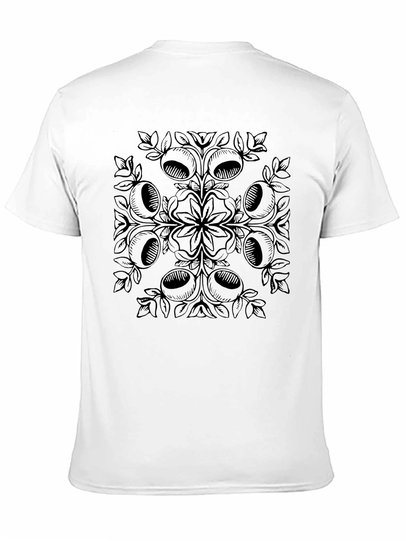 Black Graphic Tee with Acorn Mandala