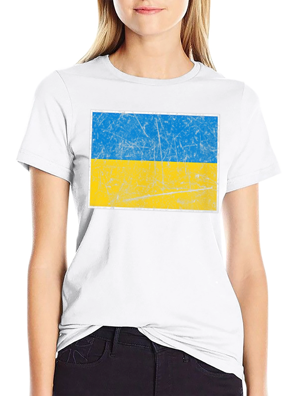 Ukraine Flag Graphic Tee - Distressed Style