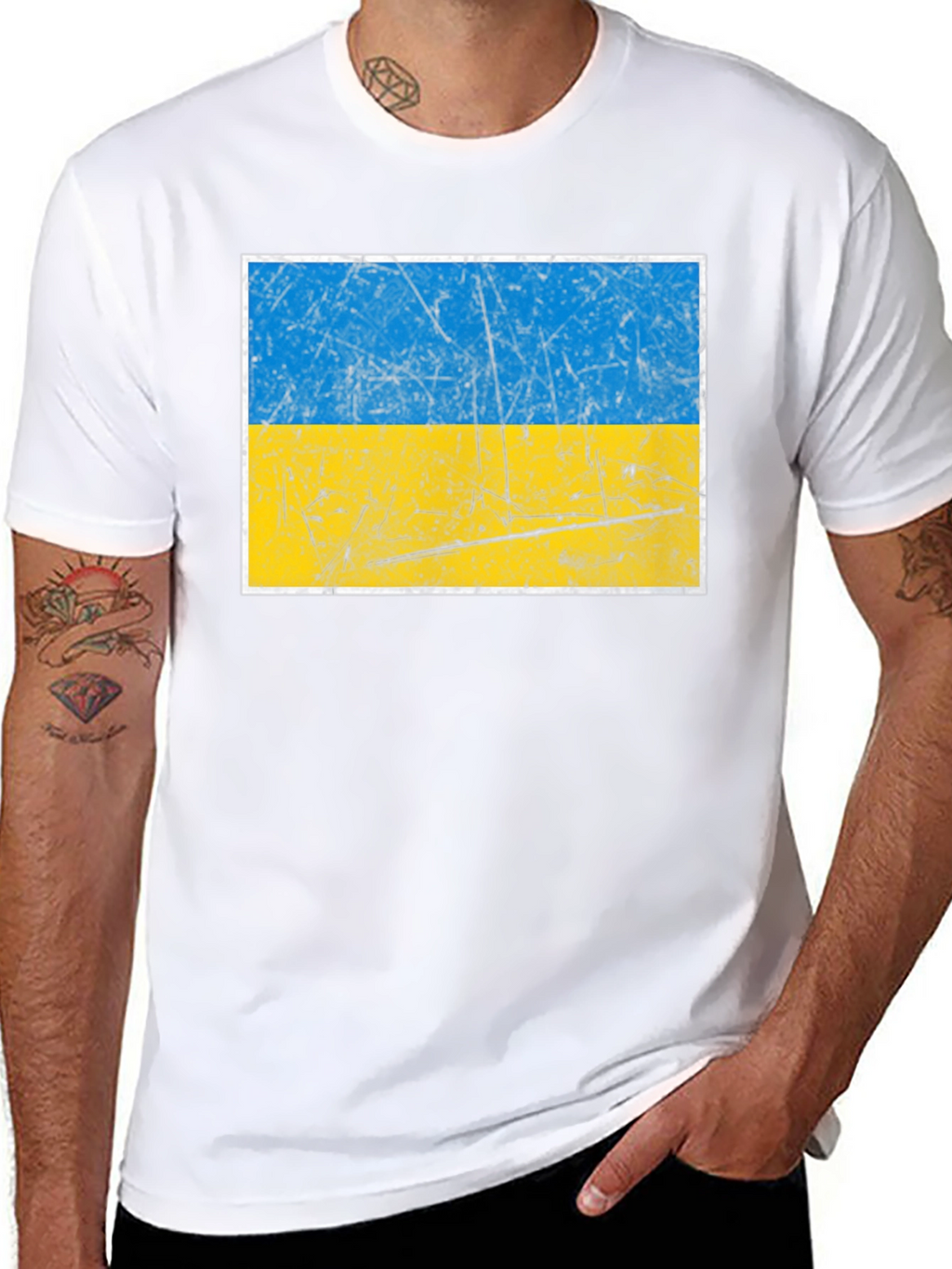 Ukraine Flag Graphic Tee - Distressed Style