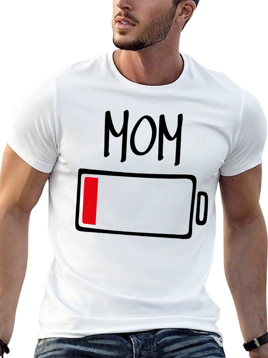 Mom Low Battery Funny Graphic T-Shirt