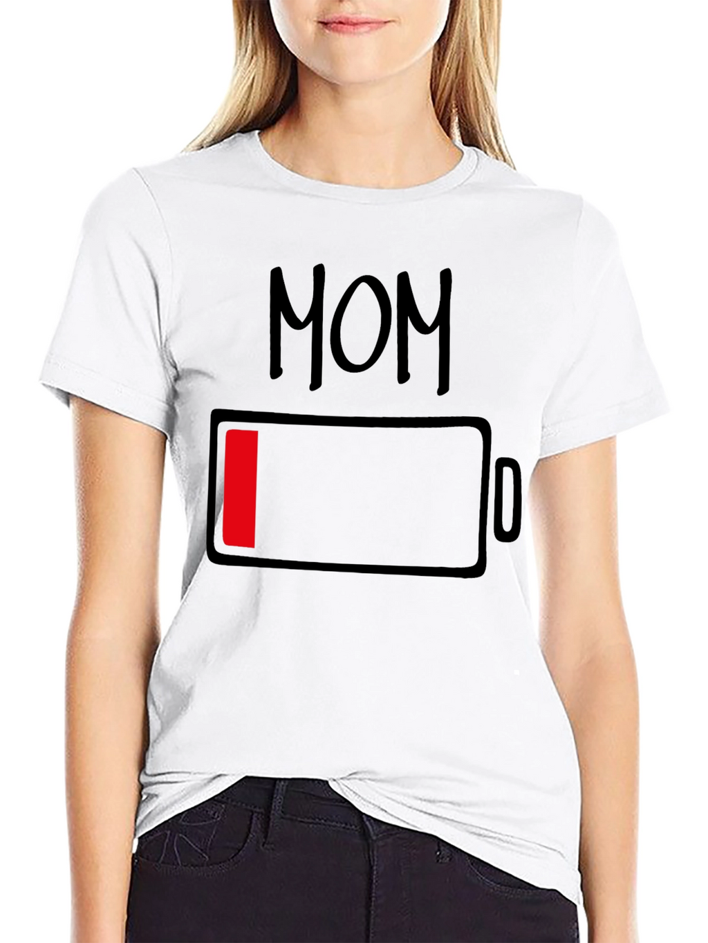Mom Low Battery Funny Graphic T-Shirt