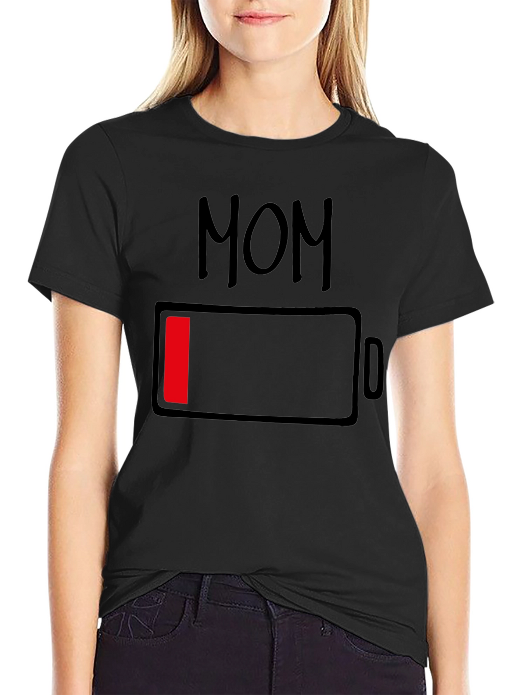 Mom Low Battery Funny Graphic T-Shirt