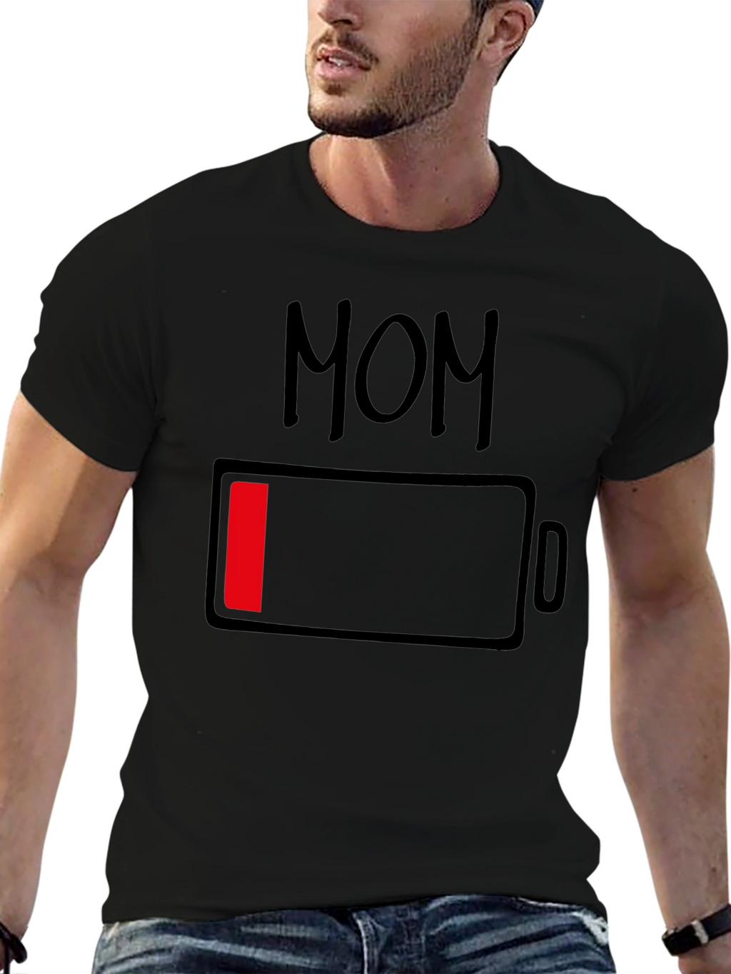Mom Low Battery Funny Graphic T-Shirt