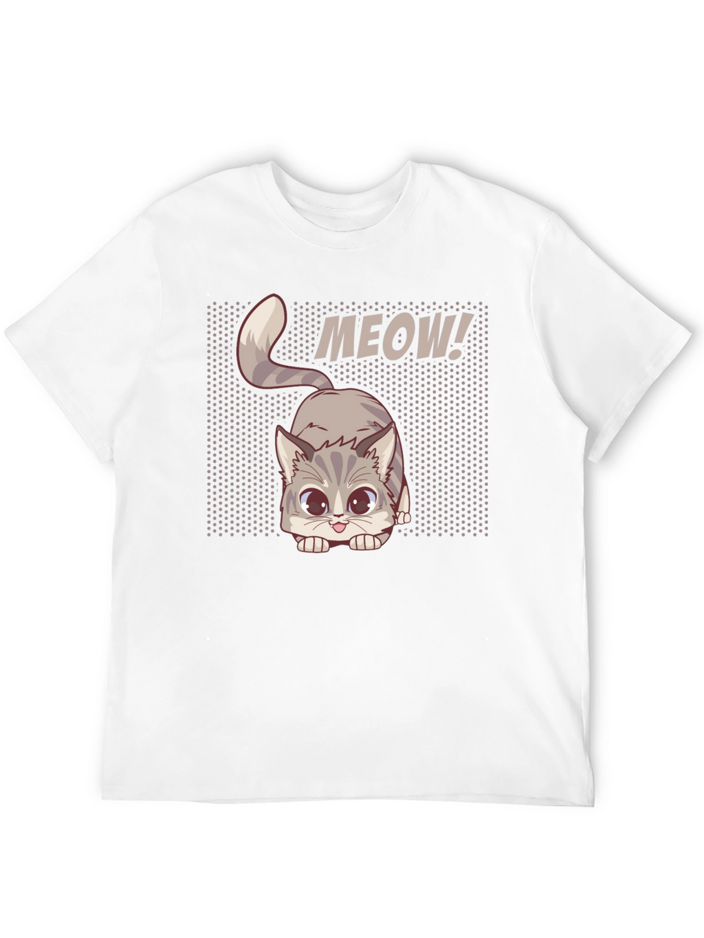 Cute MEOW Cat Graphic T-Shirt - Black
