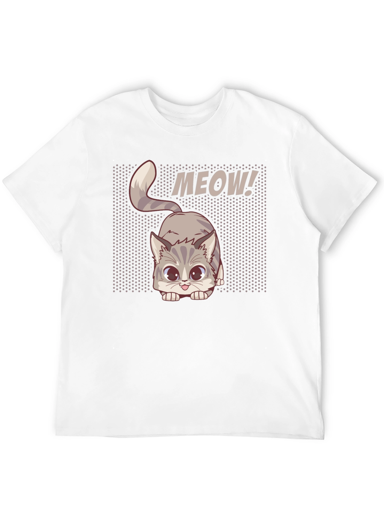 Cute MEOW Cat Graphic T-Shirt - Black