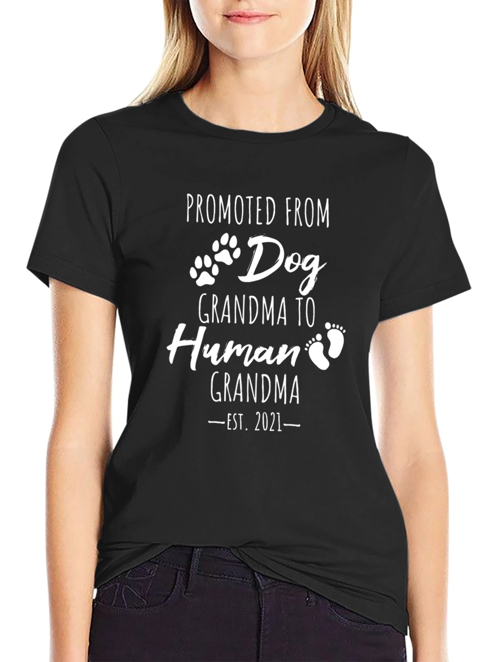 Promoted From Dog Grandma Black T-Shirt