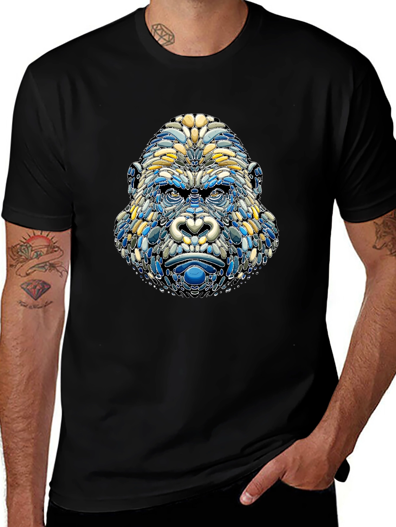 Abstract Gorilla Head Graphic T-Shirt