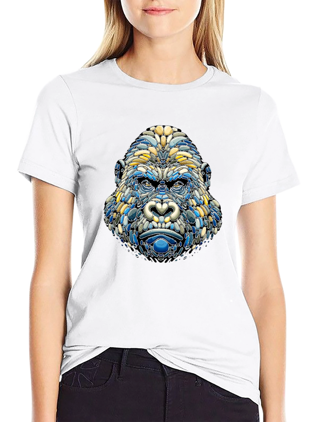 Abstract Gorilla Head Graphic T-Shirt