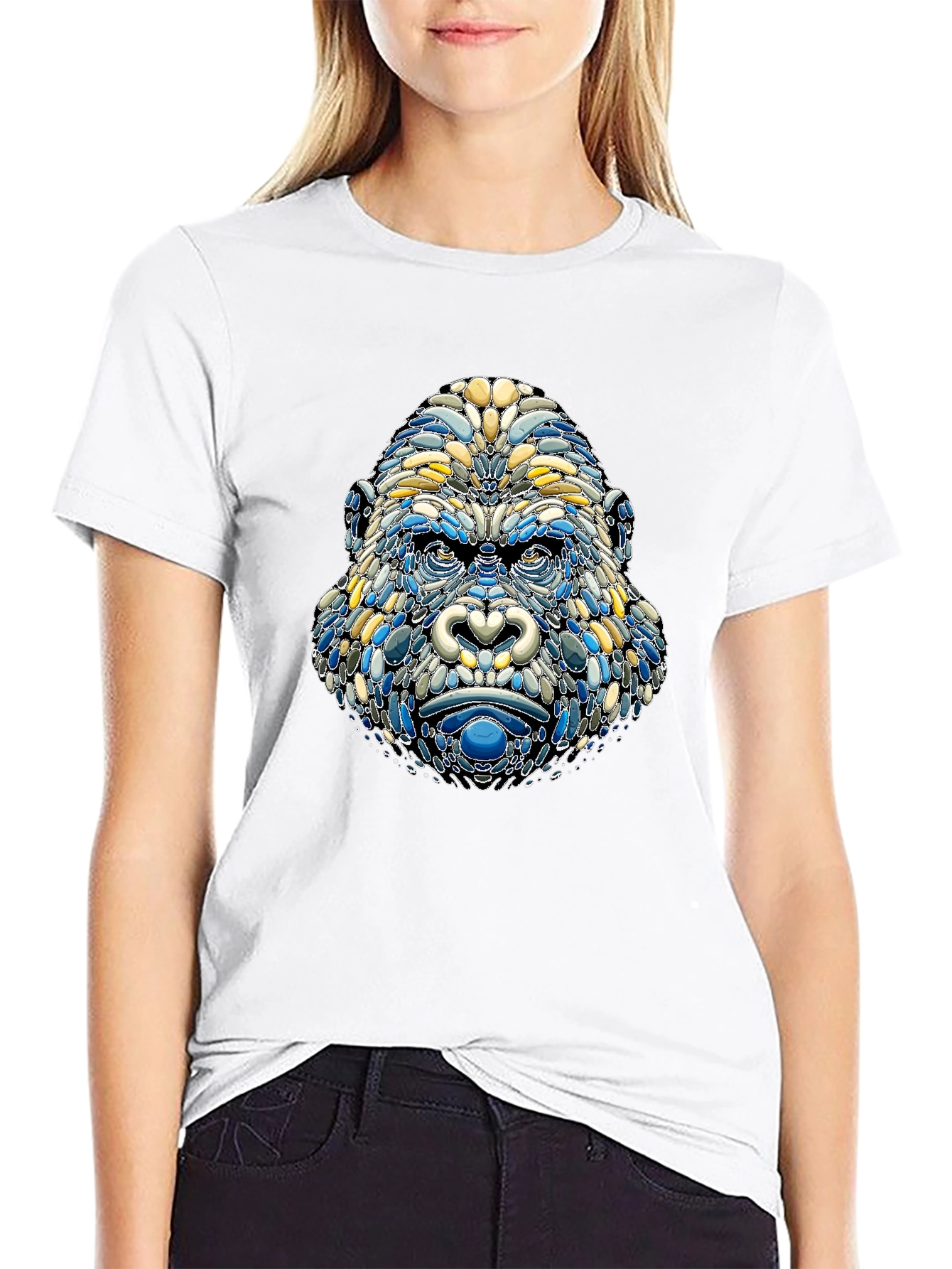 Abstract Gorilla Head Graphic T-Shirt