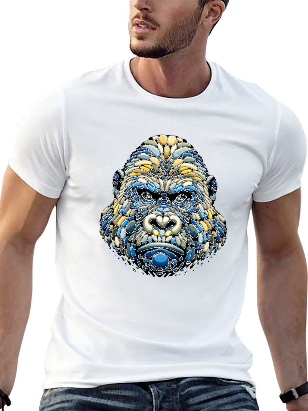 Abstract Gorilla Head Graphic T-Shirt