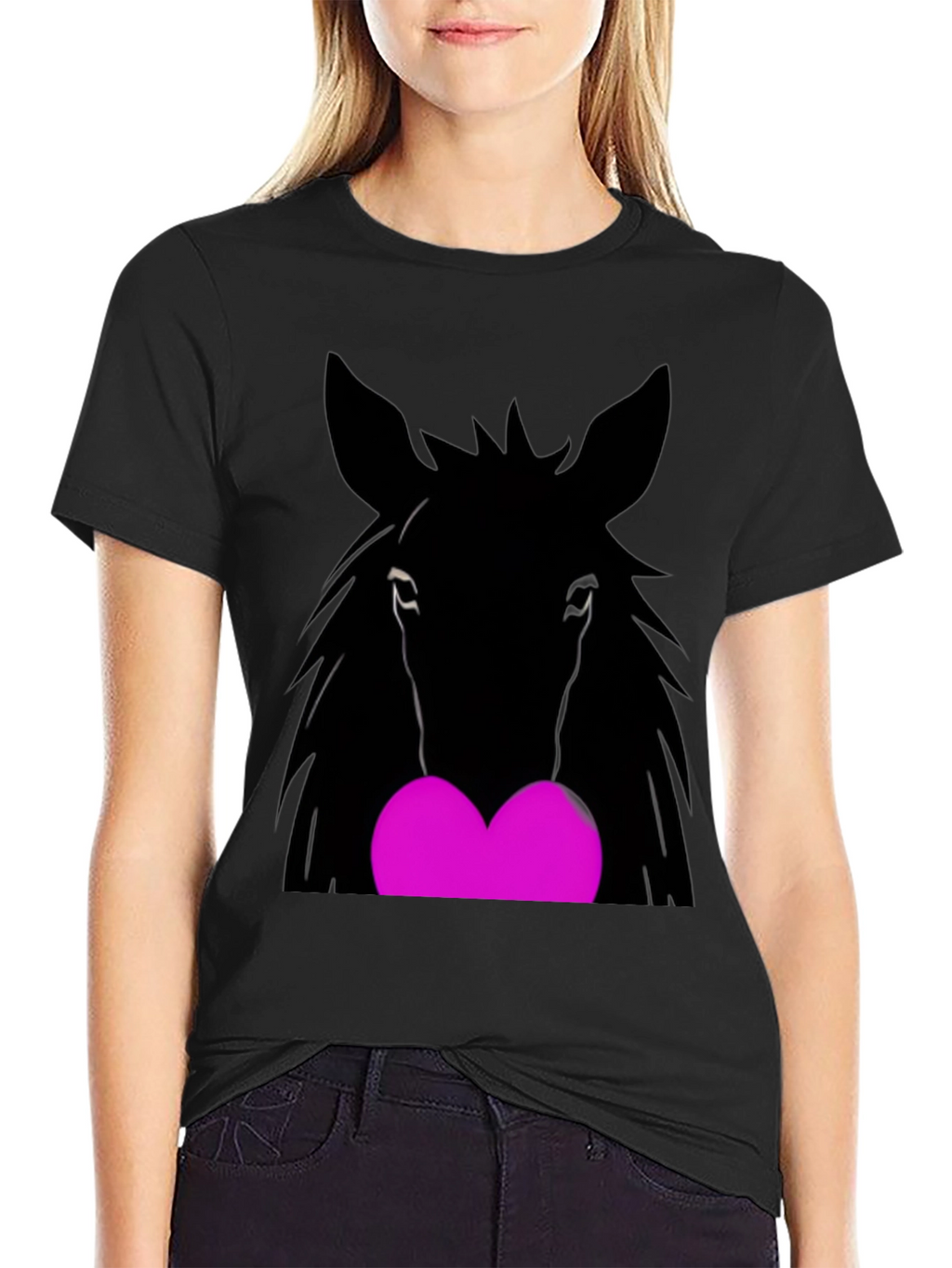 Horse Heart Graphic Black T-Shirt