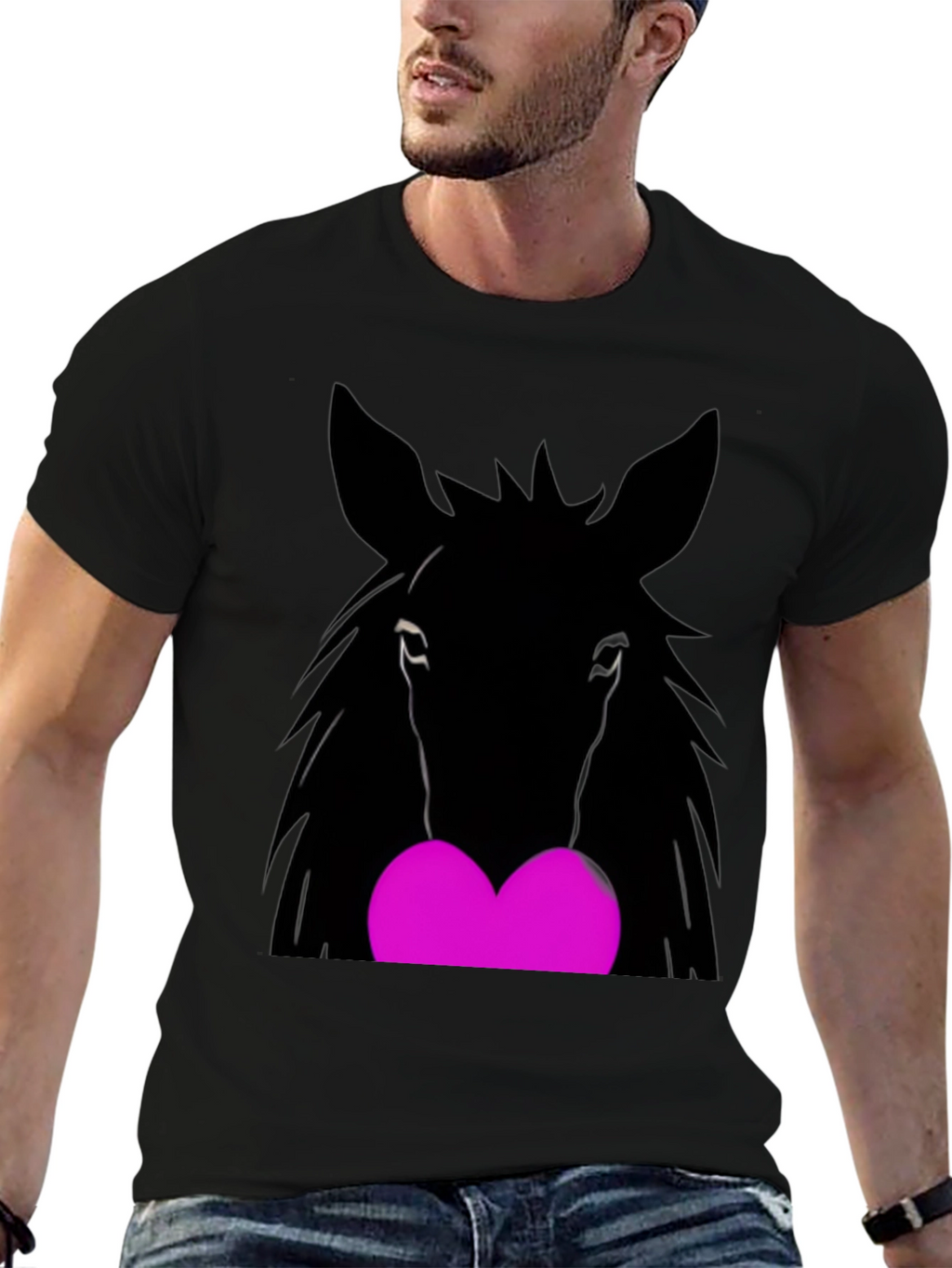 Horse Heart Graphic Black T-Shirt