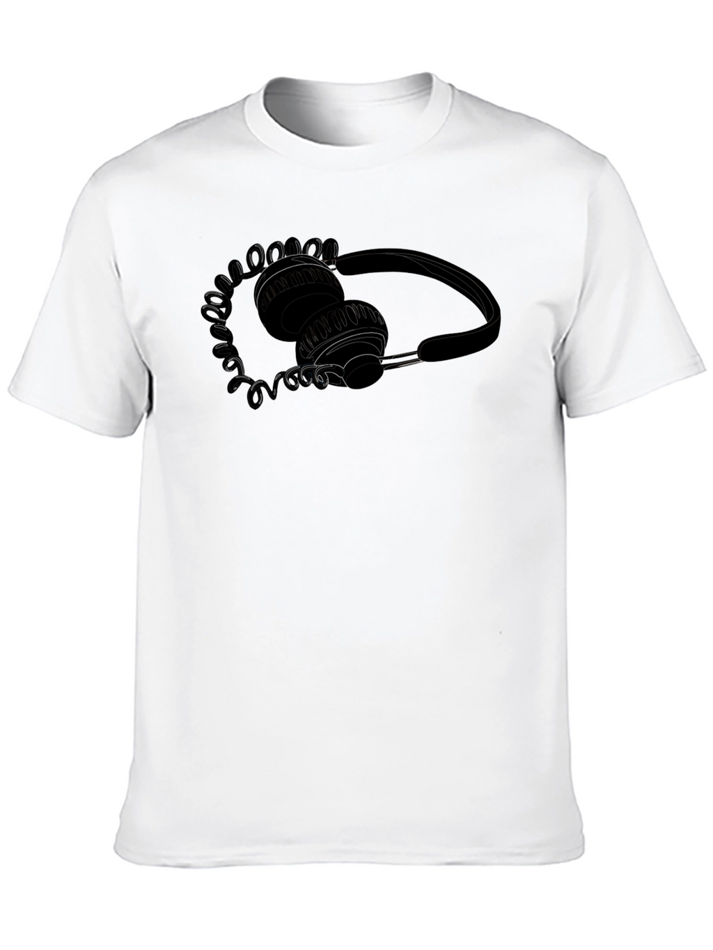 Headphone Graphic Tee - Stylish Black T-Shirt