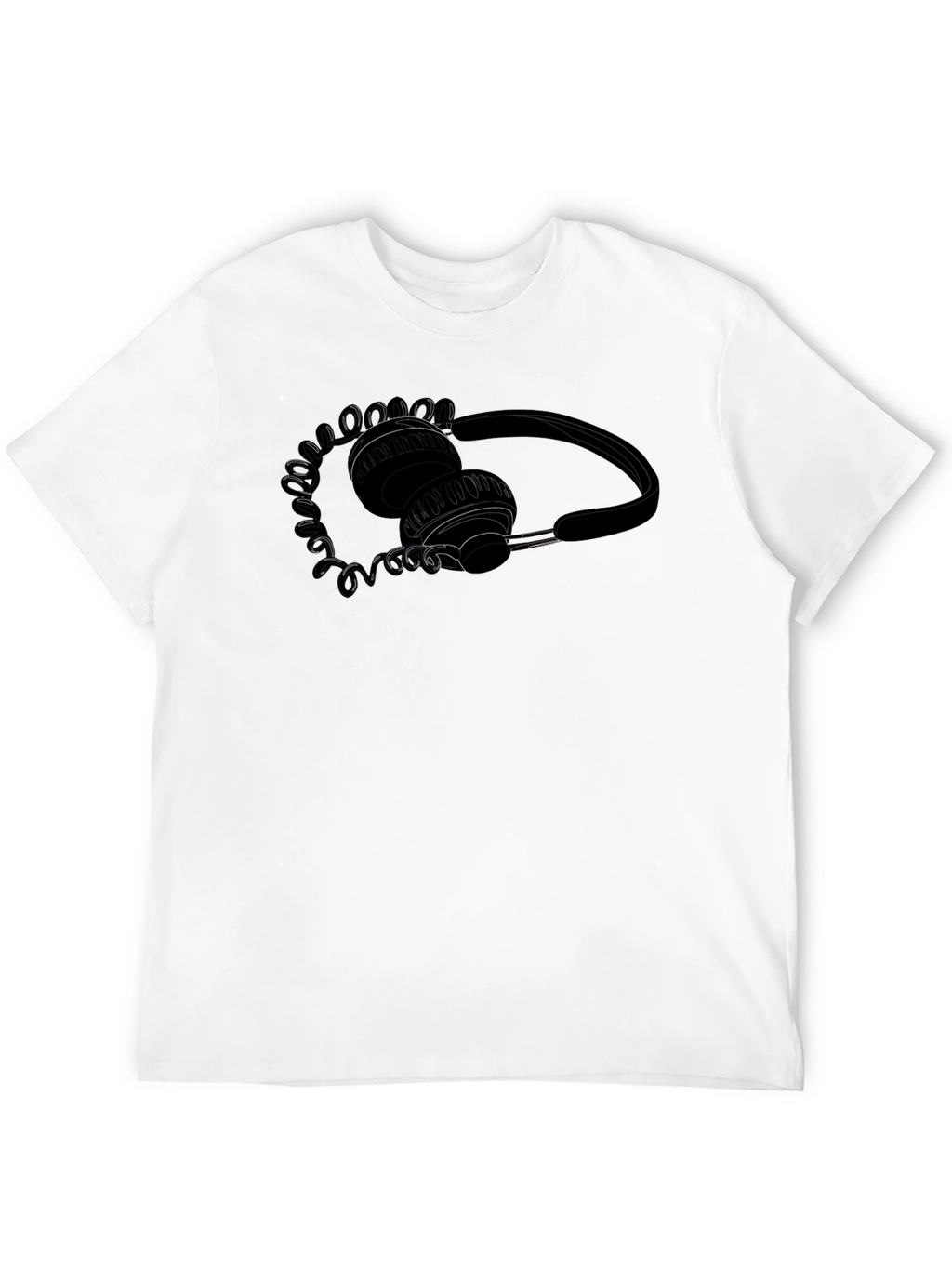 Headphone Graphic Tee - Stylish Black T-Shirt