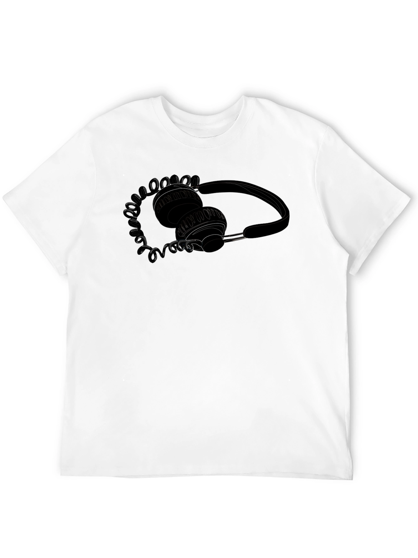 Headphone Graphic Tee - Stylish Black T-Shirt