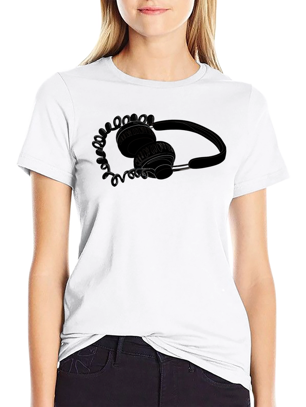 Headphone Graphic Tee - Stylish Black T-Shirt
