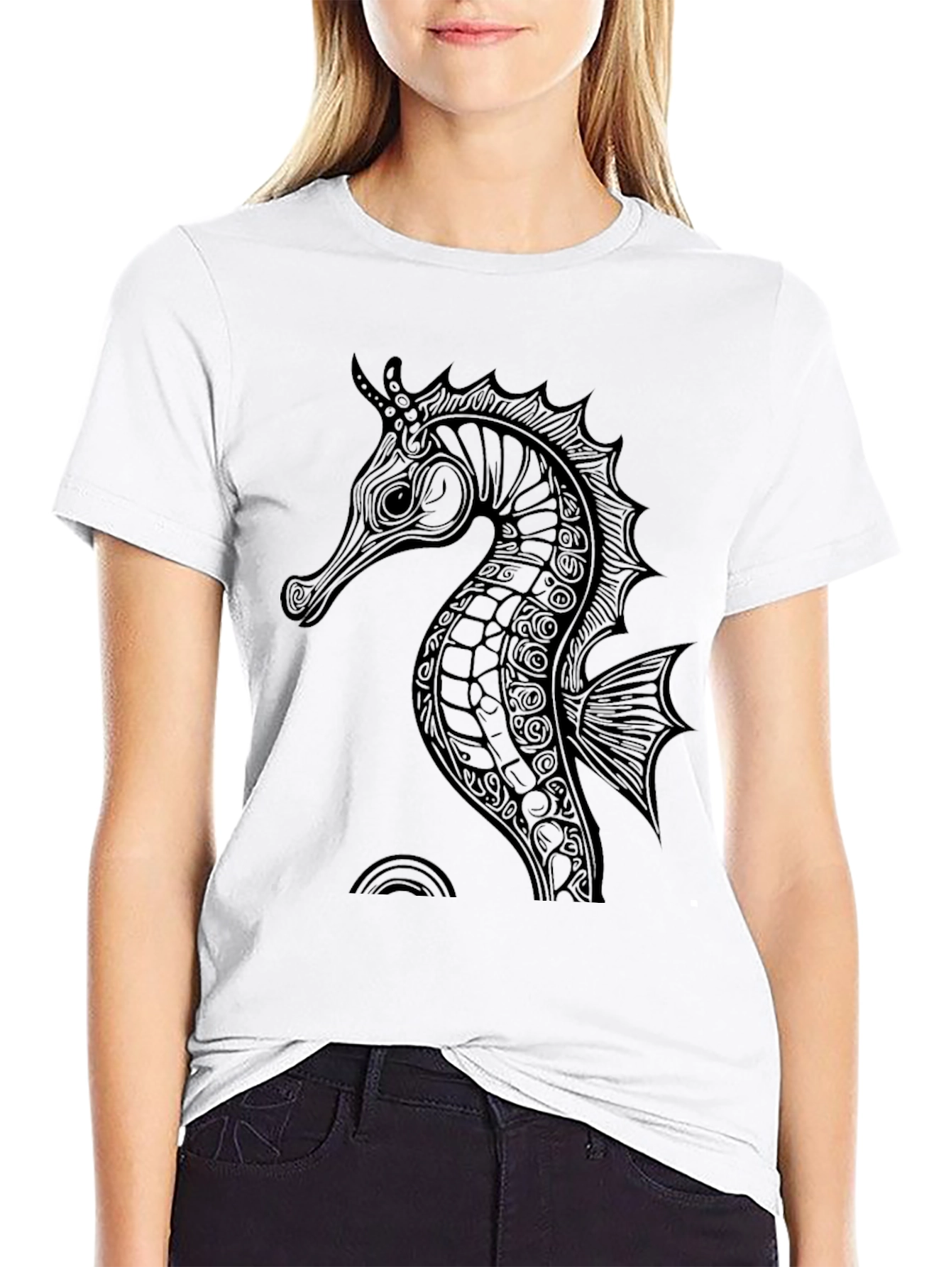 Black Seahorse Graphic Tee - Stylish Mens Shirt